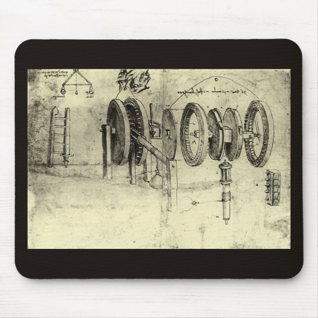 Leonardo da Vinci's Engineering Sketch of a Wheel Mouse Pad (Front)