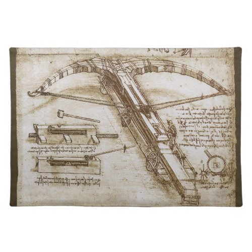 Leonardo da Vincis Giant Crossbow Weapon Sketch Cloth Placemat