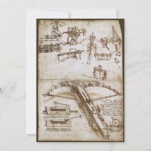 Leonardo da Vinci's Giant Crossbow Weapon Sketch Invitation