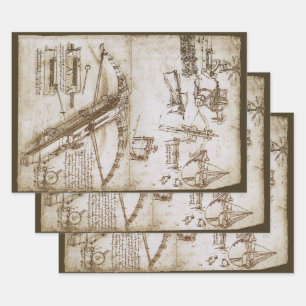 Leonardo da Vinci's Giant Crossbow Weapon Sketch Wrapping Paper Sheets