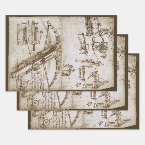Leonardo da Vincis Giant Crossbow Weapon Sketch Wrapping Paper Sheets