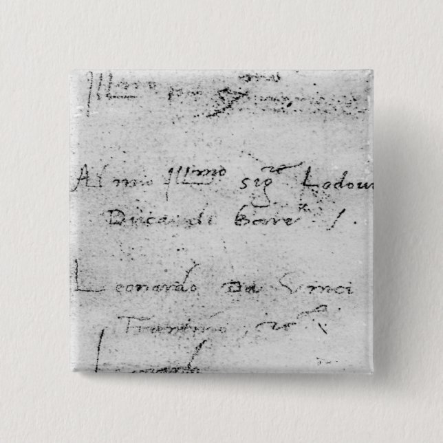 Leonardo da Vinci's handwriting Pinback Button (Front)