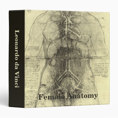 Leonardo da Vincis Human Anatomy Female Torso 3 Ring Binder