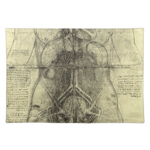 Leonardo da Vincis Human Anatomy Female Torso Cloth Placemat