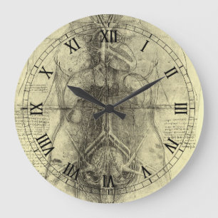 Leonardo da Vinci's Human Anatomy, Female Torso Large Clock