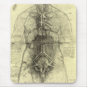 Leonardo da Vinci's Human Anatomy, Female Torso Mouse Pad