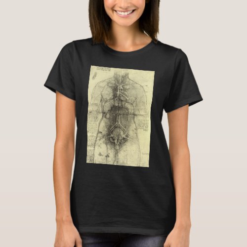 Leonardo da Vincis Human Anatomy Female Torso T_Shirt