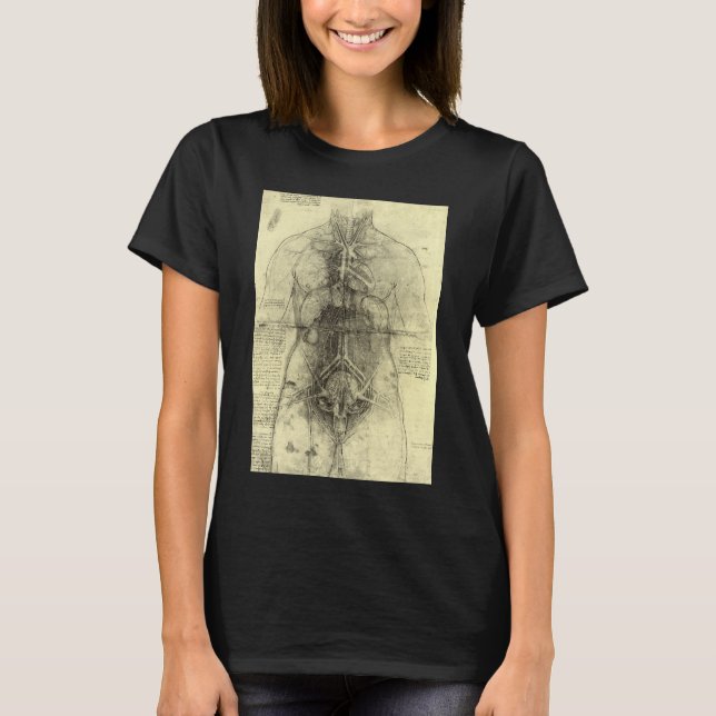 Leonardo da Vinci's Human Anatomy, Female Torso T-Shirt (Front)