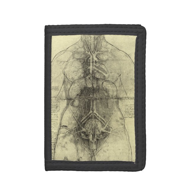 Leonardo da Vinci's Human Anatomy, Female Torso Tri-fold Wallet (Front Vertical)