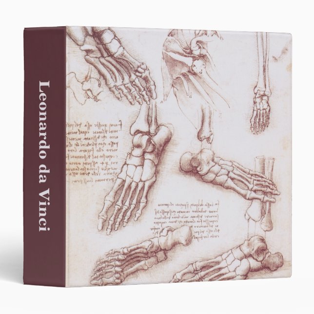 Leonardo da Vinci's Human Anatomy Foot Bones 3 Ring Binder (Front/Spine)
