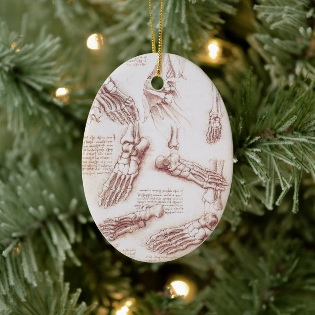Leonardo da Vinci's Human Anatomy Foot Bones Ceramic Ornament (Tree)