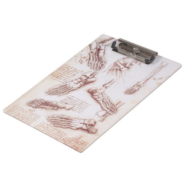 Leonardo da Vinci's Human Anatomy Foot Bones Clipboard (Angled)