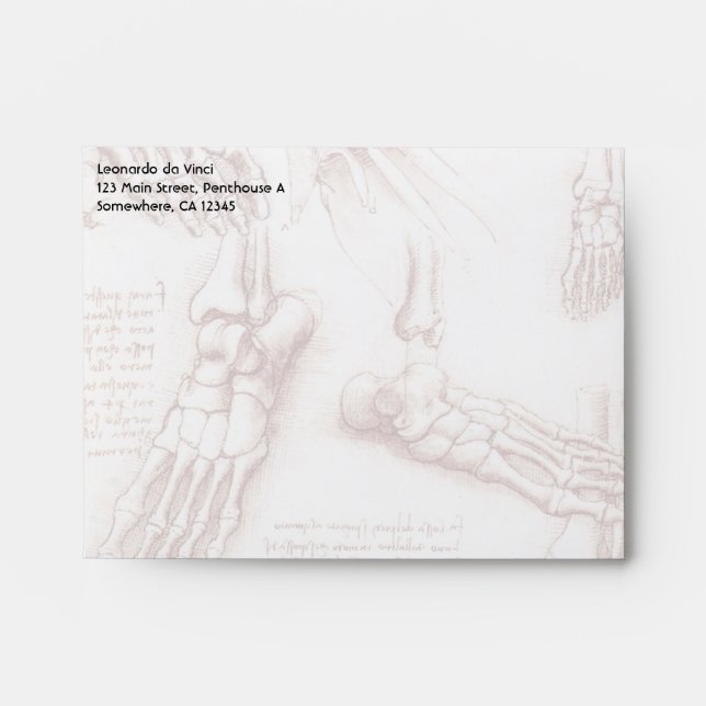 Leonardo da Vinci's Human Anatomy Foot Bones Envelope (Front)