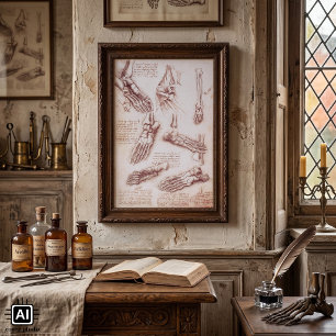 Leonardo da Vinci's Human Anatomy Foot Bones Poster