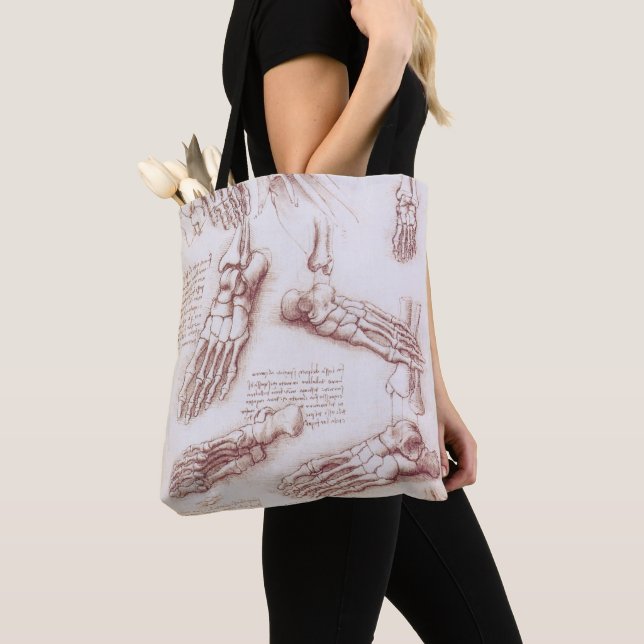 Leonardo da Vinci's Human Anatomy Foot Bones Tote Bag (Close Up)