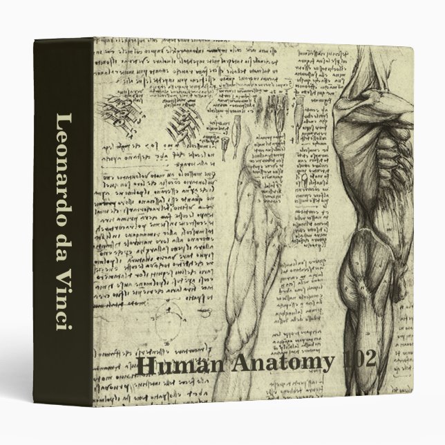 Leonardo da Vinci's Human Anatomy Male Muscles Binder (Front/Spine)