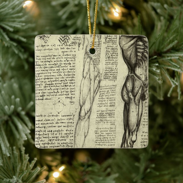 Leonardo da Vinci's Human Anatomy Male Muscles Ceramic Ornament (Tree)
