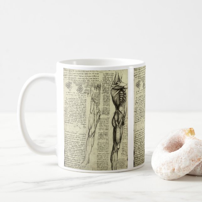 Leonardo da Vinci's Human Anatomy Male Muscles Coffee Mug (With Donut)