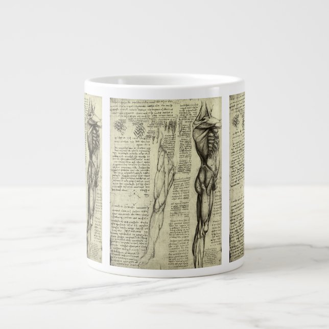 Leonardo da Vinci's Human Anatomy Male Muscles Giant Coffee Mug (Front)