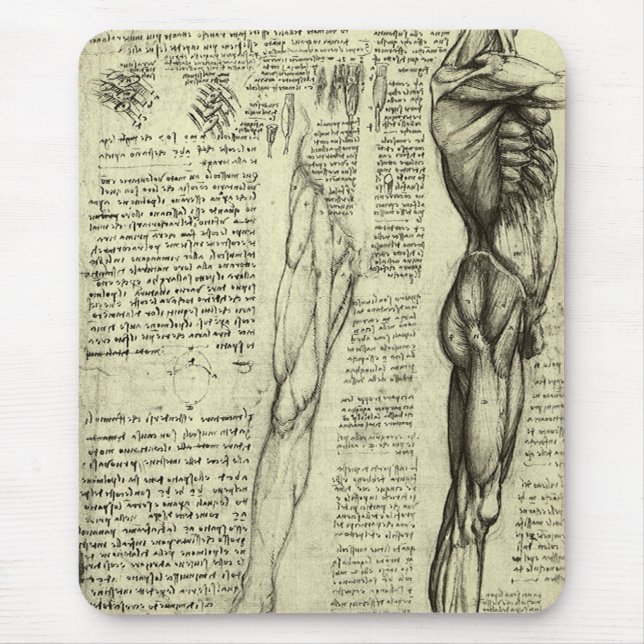 Leonardo da Vinci's Human Anatomy Male Muscles Mouse Pad (Front)