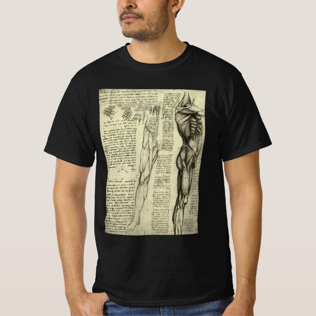 Leonardo da Vinci's Human Anatomy Male Muscles T-Shirt (Front)