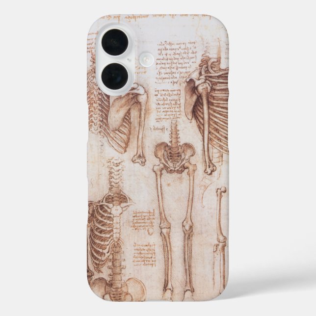 Leonardo da Vinci's Human Anatomy Skeleton Bones Case-Mate iPhone Case (Back)