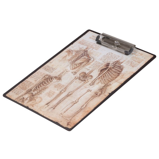 Leonardo da Vinci's Human Anatomy Skeleton Bones Clipboard (Angled)