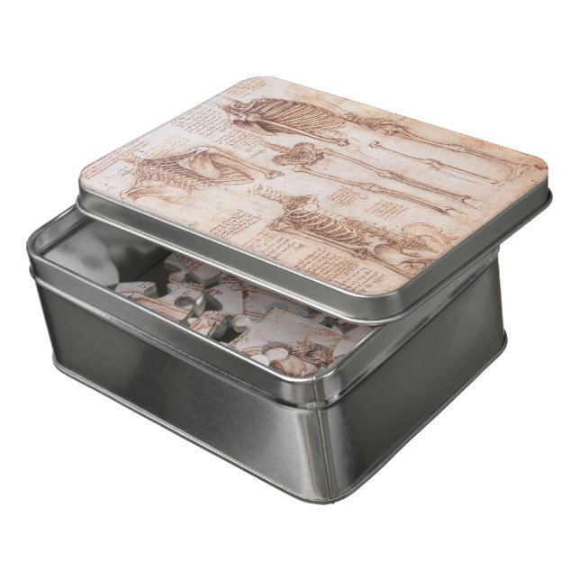 Leonardo da Vinci's Human Anatomy Skeleton Bones Jigsaw Puzzle (Lid Open)