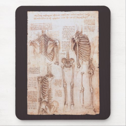 Leonardo da Vincis Human Anatomy Skeleton Bones Mouse Pad