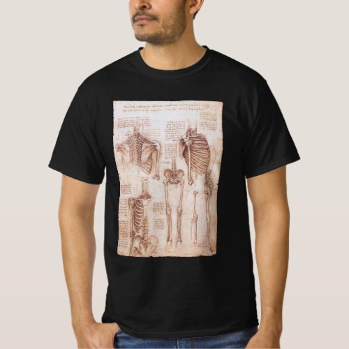 Leonardo da Vincis Human Anatomy Skeleton Bones T_Shirt