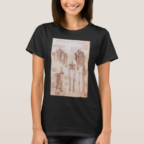 Leonardo da Vincis Human Anatomy Skeleton Bones T_Shirt