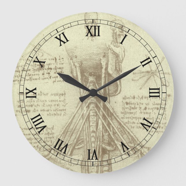 Leonardo da Vinci's Human Anatomy Spinal Column Large Clock (Front)