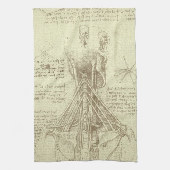 Leonardo da Vinci's Human Anatomy Spinal Column Towel (Vertical)