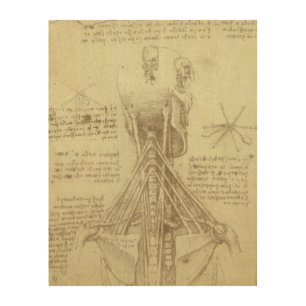 Leonardo da Vinci's Human Anatomy Spinal Column Wood Wall Art