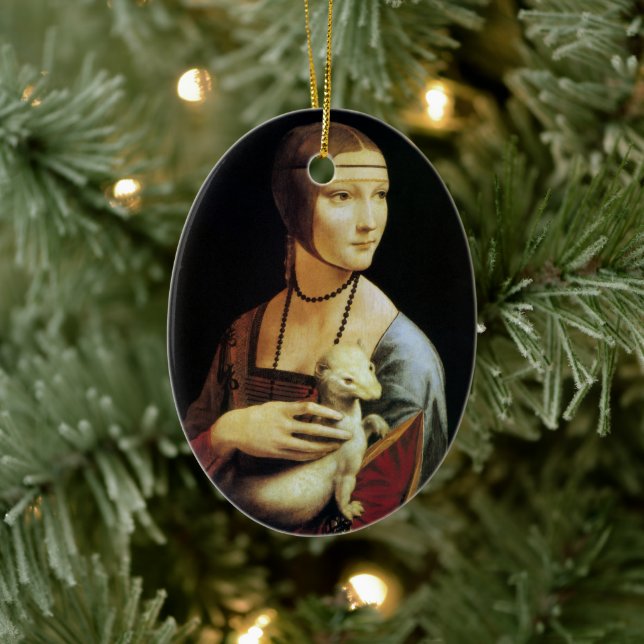 Leonardo da Vinci's Lady with an Ermine Ceramic Ornament (Tree)