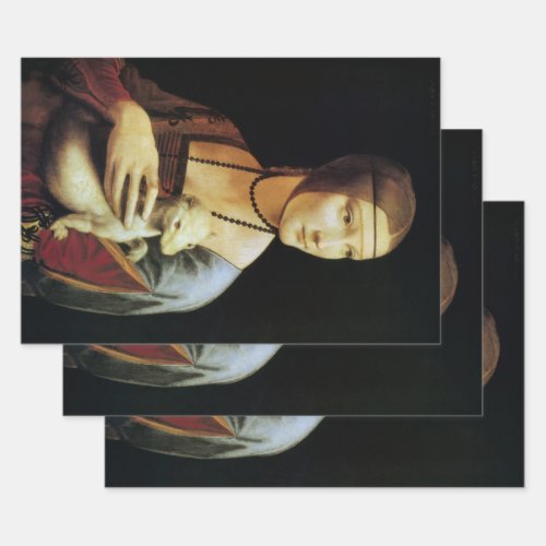 Leonardo da Vincis Lady with an Ermine Wrapping Paper Sheets