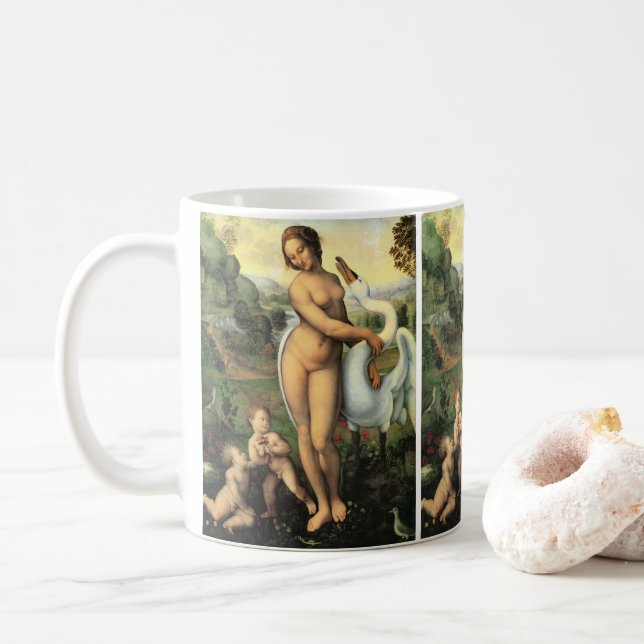 Leonardo da Vinci's Leda and the Swan Coffee Mug (With Donut)