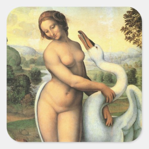 Leonardo da Vincis Leda and the Swan Square Sticker