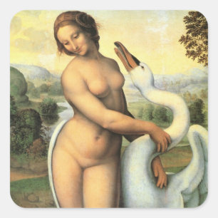 Leonardo da Vinci's Leda and the Swan Square Sticker