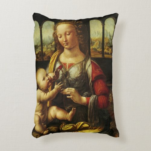 Leonardo da Vincis Madonna of the Carnation Accent Pillow