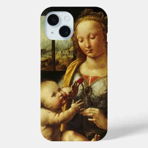 Leonardo da Vincis Madonna of the Carnation iPhone 15 Case