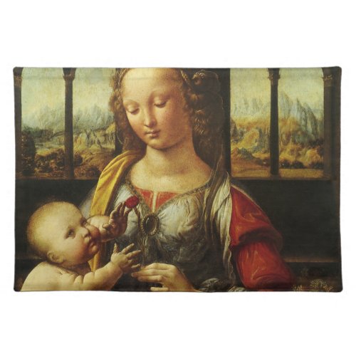Leonardo da Vincis Madonna of the Carnation Cloth Placemat