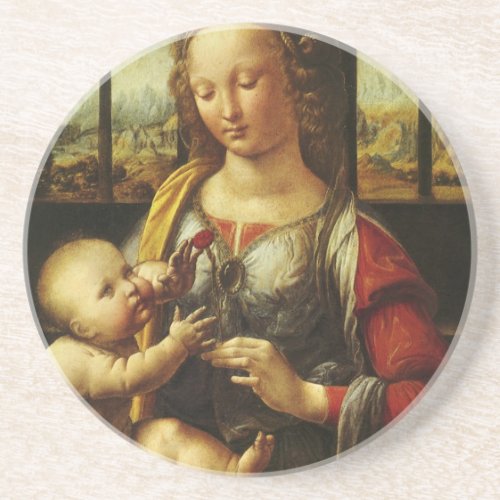 Leonardo da Vincis Madonna of the Carnation Coaster