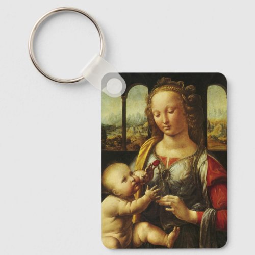 Leonardo da Vincis Madonna of the Carnation Keychain