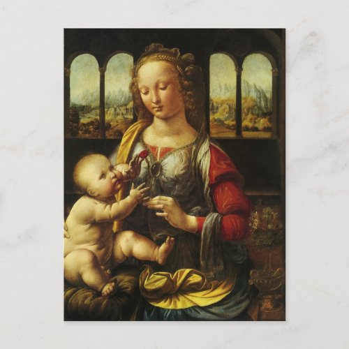 Leonardo da Vincis Madonna of the Carnation Postcard