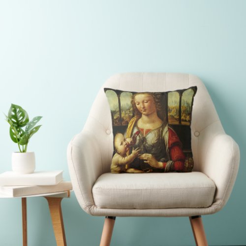Leonardo da Vincis Madonna of the Carnation Throw Pillow