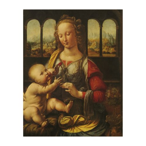 Leonardo da Vincis Madonna of the Carnation Wood Wall Decor