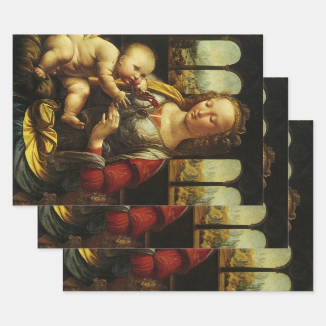 Leonardo da Vinci's Madonna of the Carnation Wrapping Paper Sheets (Set)
