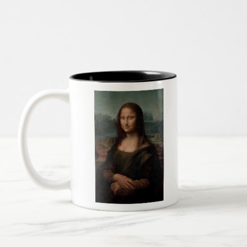 Leonardo Da Vincis Mona Lisa del Giocondo art Two_Tone Coffee Mug