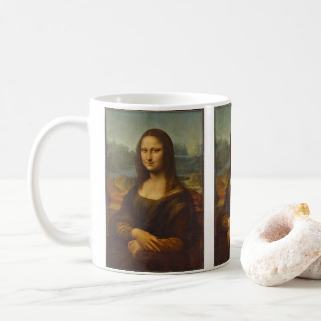 Leonardo da Vinci's Mona Lisa, Renaissance Art Coffee Mug (With Donut)